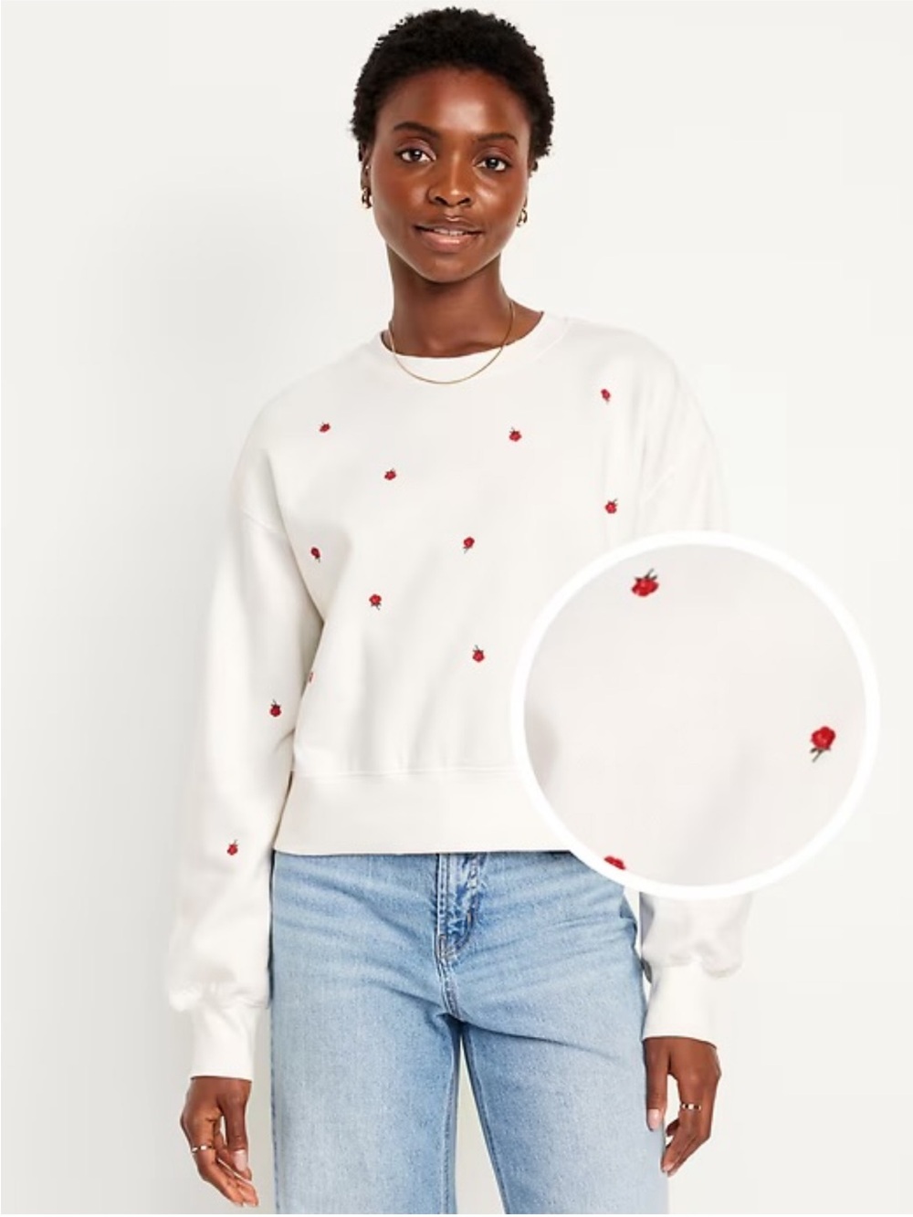 Old Navy Embroidered Rose SoComfy Crew-Neck Sweatshirt